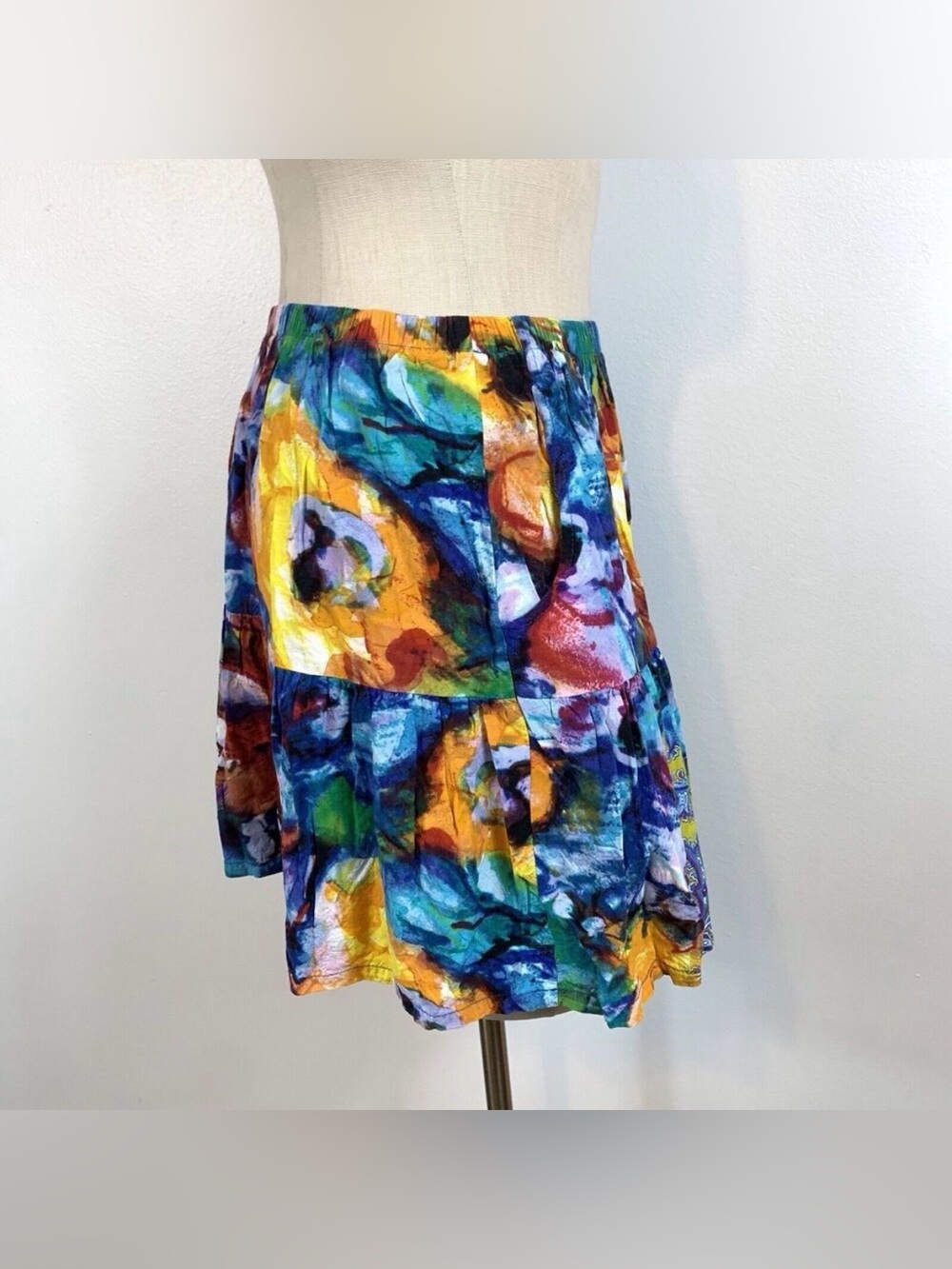 Vintage Jams World Womens Ruffled Flouncy Skirt Abstract Print Pockets Medium - Picture 5 of 8